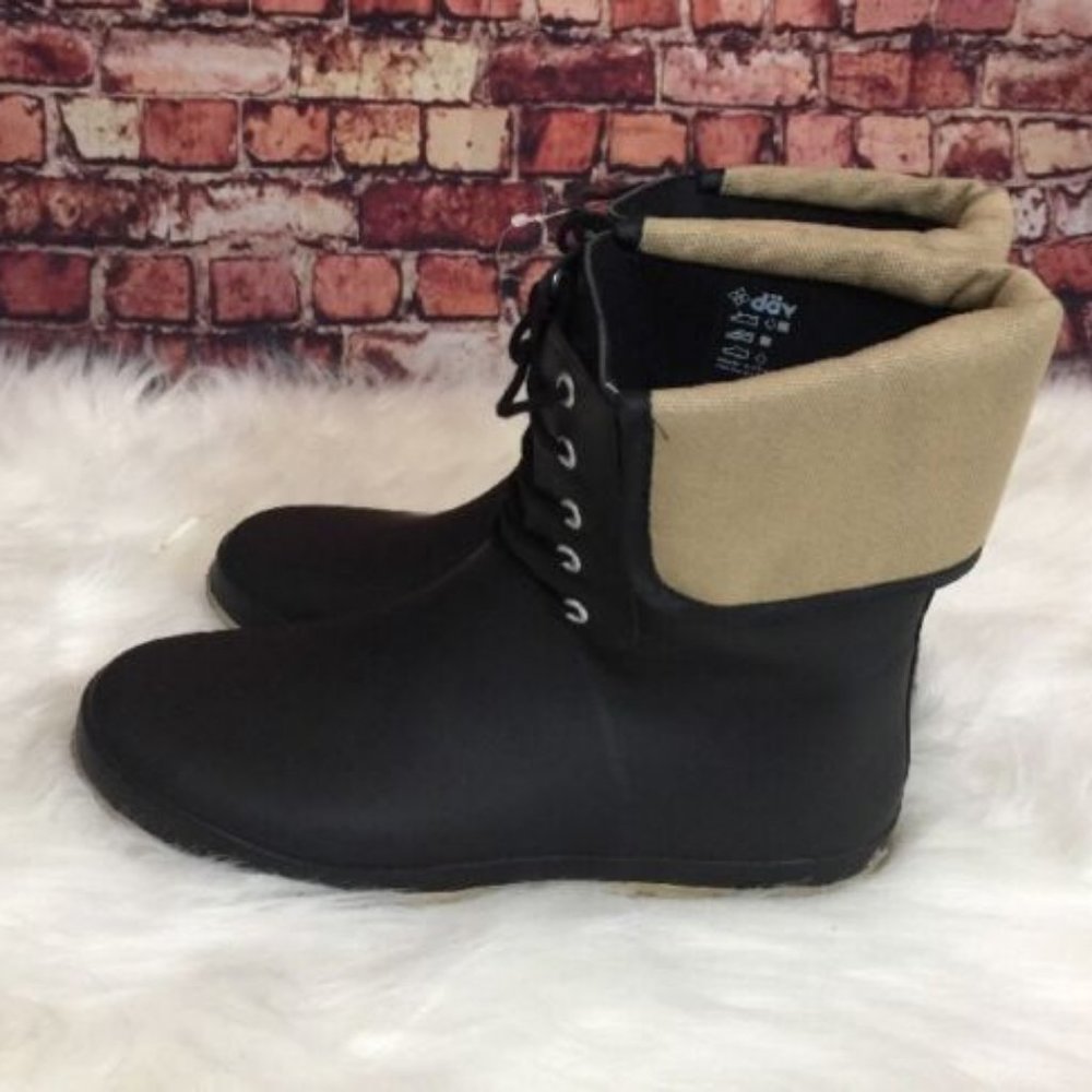 Dav Black Lace Up Rain Ankle Boots Size 11M